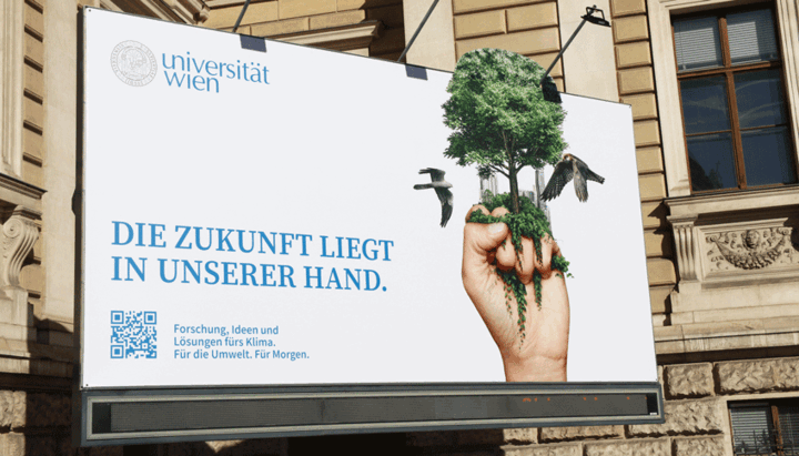 Billboard subject with the inscription the future is in our hands